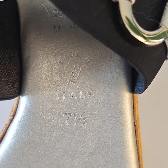 Italian Shoemakers Black and Silver Sandals with Minimalist Design - Picture 7 of 8